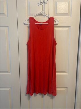 Women's Sleeveless Swing Tank Dress - Coral